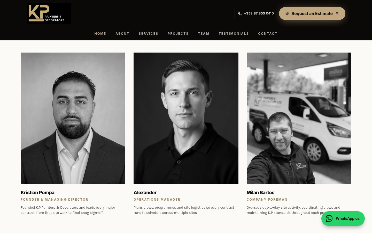 K.P Painters & Decorators website: The team