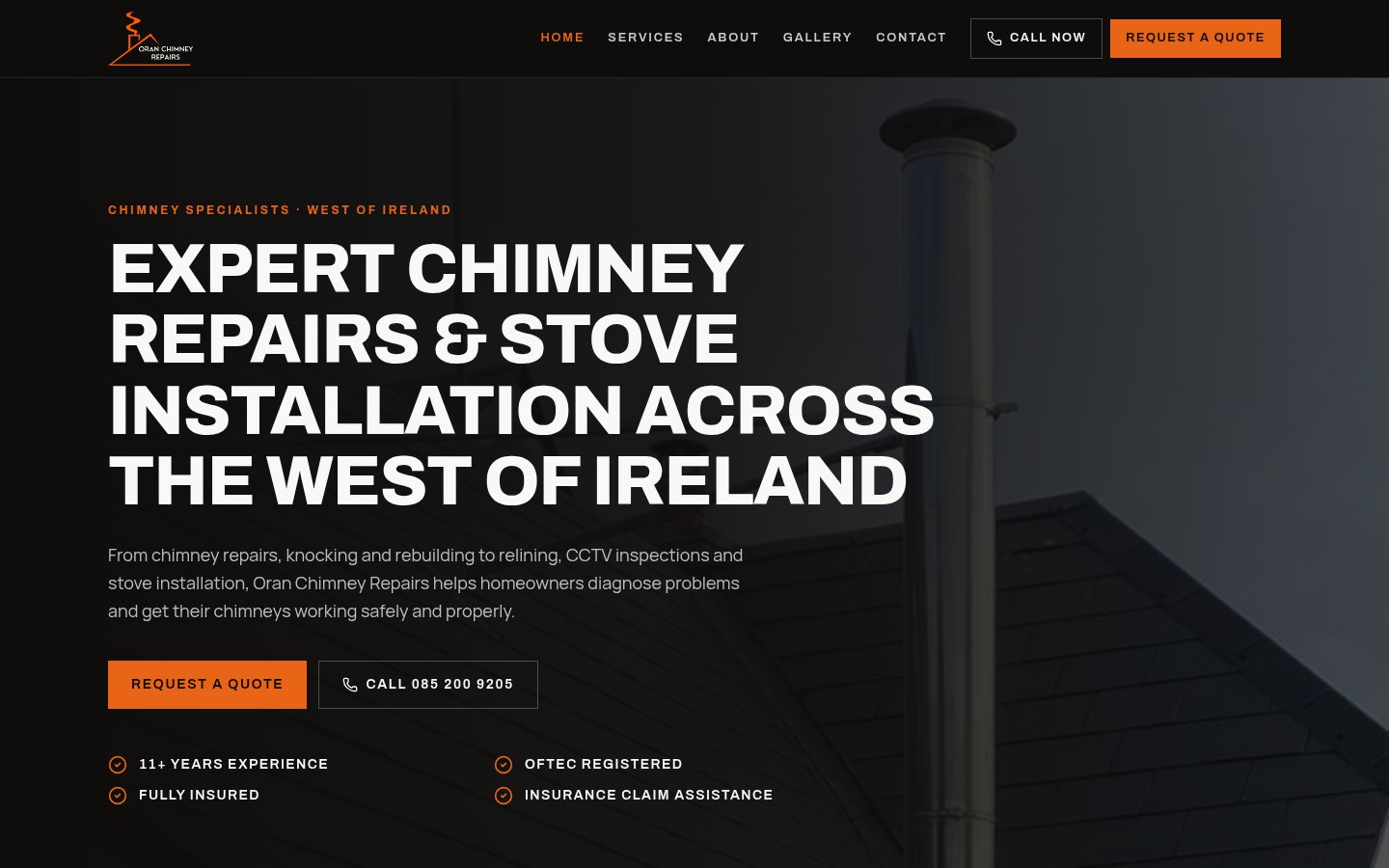 Oran Chimney Repairs homepage