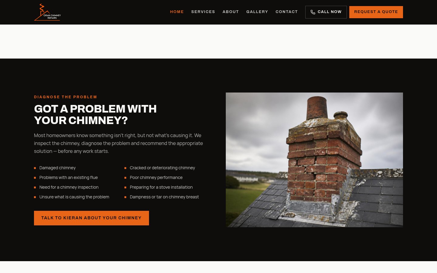 Oran Chimney Repairs website: Diagnose the problem
